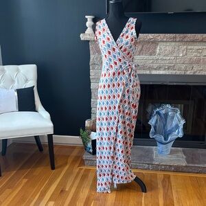 Geometric Wrap Maxi Dress